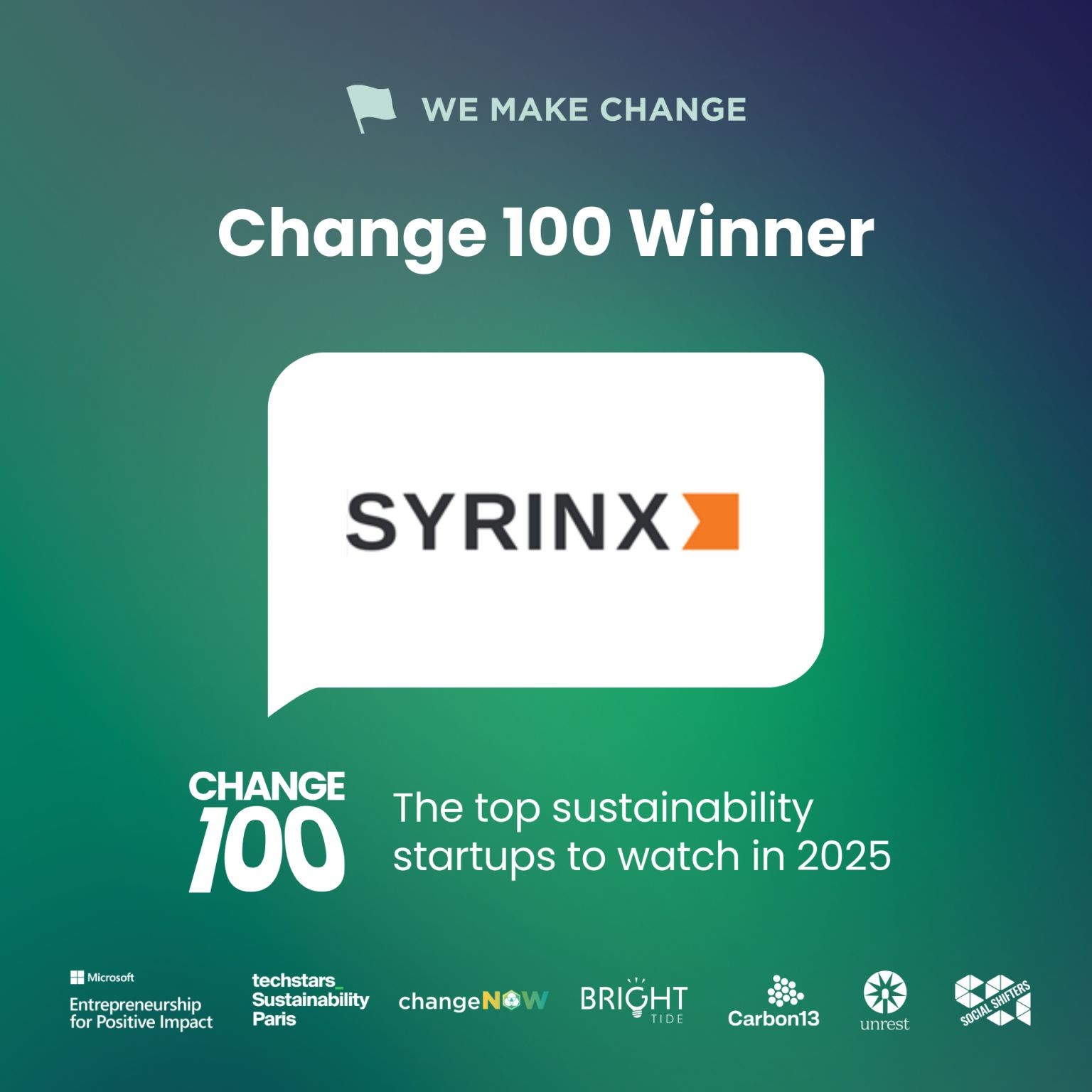 change 100 winner syrinx